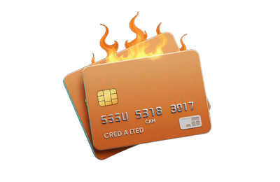 Zwei aufgef&auml;cherte orangefarbene Kreditkarten - sichere Kartenzahlungen im Betsson Online Casino