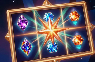 Bunte Starburst Slot-Walzen mit leuchtenden Edelsteinen im Betsson Casino